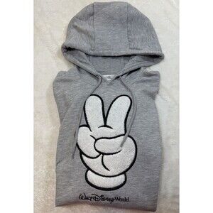 Disney Mickey Mouse Gray Pullover Hoodie Women’s M Kangaroo Pocket Drawstring